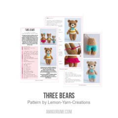 Three Bears amigurumi pattern by Lemon Yarn Creations