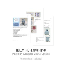 Holly the flying hippo amigurumi pattern by Mrs Milly