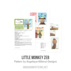 Little monkey Zeb amigurumi pattern by Mrs Milly
