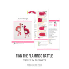 Finn the Flamingo rattle amigurumi pattern by YarnWave