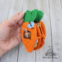 Betsy Bunny and Her Carrot House amigurumi pattern by Pink Mouse Boutique
