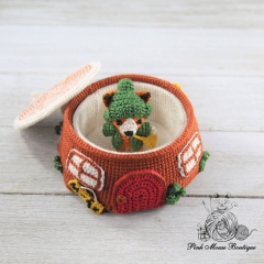 Mr. Fox and His Tree Stump House amigurumi by Pink Mouse Boutique