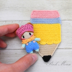 Penny and Her Pencil Backpack amigurumi pattern by Pink Mouse Boutique