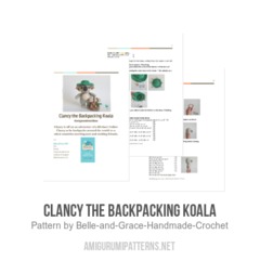 Clancy the Backpacking Koala amigurumi pattern by Belle and Grace Handmade Crochet