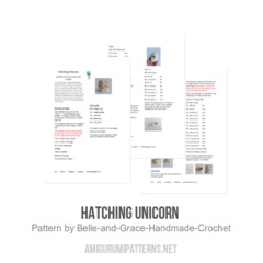 Hatching Unicorn  amigurumi pattern by Belle and Grace Handmade Crochet