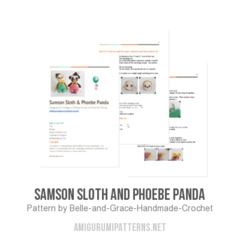 Samson Sloth and Phoebe Panda amigurumi pattern by Belle and Grace Handmade Crochet
