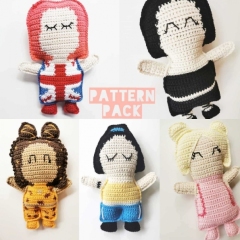 90s Popstars - Ginger, Baby, Sporty, Scary and Posh amigurumi pattern by Cara Engwerda