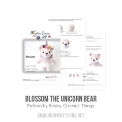 Blossom the Unicorn Bear amigurumi pattern by Smiley Crochet Things