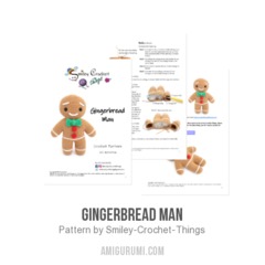 Gingerbread Man amigurumi pattern by Smiley Crochet Things