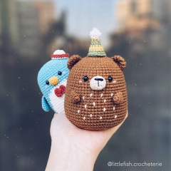 bear Choco, cat Snow, penguin Bluebell amigurumi by Little Fish Crocheterie