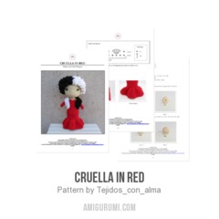 Cruella in red amigurumi pattern by Tejidos con alma