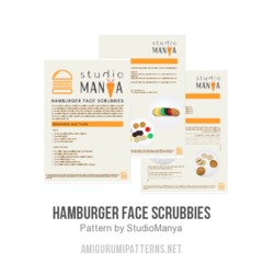 Hamburger face scrubbies amigurumi pattern by StudioManya