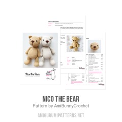 Nico the Bear amigurumi pattern by AmiBunnyCrochet