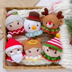 Christmas ornaments: Santa, Mrs Claus, Angel, Reindeer, Elf, Snowman amigurumi by Knit.friends