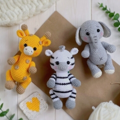 Set of 5 safari animals amigurumi pattern by Knit.friends