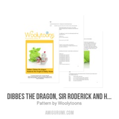 Dibbes the dragon, Sir Roderick and his trusty steed amigurumi pattern by Woolytoons
