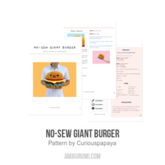 No-Sew Giant Burger amigurumi pattern by Curiouspapaya