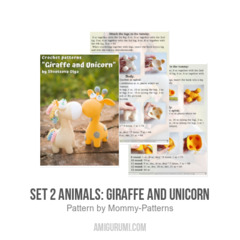 SET 2 animals: Giraffe and Unicorn amigurumi pattern by Mommy Patterns