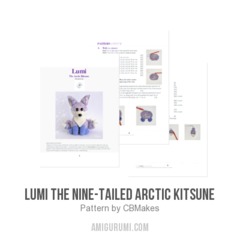 Lumi the nine-tailed Arctic kitsune amigurumi pattern by C.B.Makes
