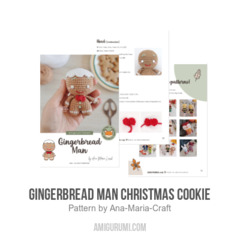 Gingerbread Man Christmas Cookie amigurumi pattern by Ana Maria Craft