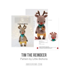 Tim the reindeer amigurumi pattern by Little Bichons