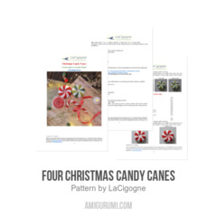 Four Christmas candy canes amigurumi pattern by LaCigogne