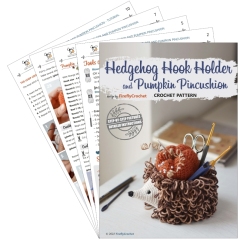 Hedgehog Hook Holder and Pumpkin Pincushion amigurumi pattern by FireflyCrochet