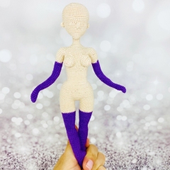 Doll in purple amigurumi pattern by Fluffy Tummy
