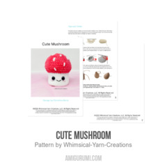 Cute Mushroom amigurumi pattern by Whimsical Yarn Creations