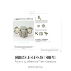 Huggable Elephant Friend amigurumi pattern by Whimsical Yarn Creations