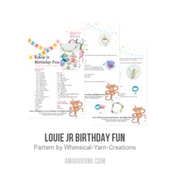 Louie Jr Birthday Fun amigurumi pattern by Whimsical Yarn Creations