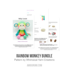 Rainbow Monkey Bundle amigurumi pattern by Whimsical Yarn Creations