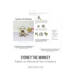 Sydney the Monkey amigurumi pattern by Whimsical Yarn Creations