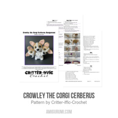 Crowley the Corgi Cerberus amigurumi pattern by Critter-iffic Crochet