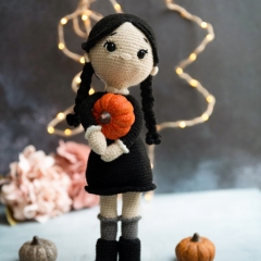 Wednesday Addams amigurumi pattern by Knotanotheryarn