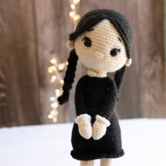 Wednesday Addams amigurumi pattern by Knotanotheryarn