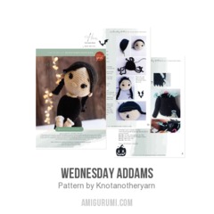 Wednesday Addams amigurumi pattern by Knotanotheryarn