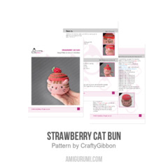 Strawberry Cat Bun amigurumi pattern by CraftyGibbon