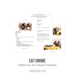 Cat Gnome amigurumi pattern by Jen Hayes Creations