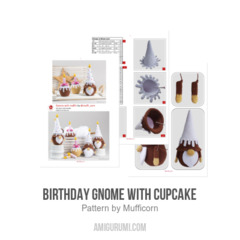 Birthday Gnome with cupcake amigurumi pattern by Mufficorn