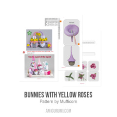 Bunnies with yellow roses amigurumi pattern by Mufficorn