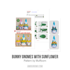 Bunny gnomes with sunflower amigurumi pattern by Mufficorn