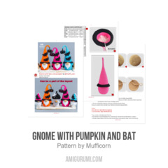 Gnome with Pumpkin and Bat amigurumi pattern by Mufficorn