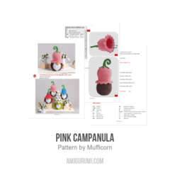 Pink Campanula amigurumi pattern by Mufficorn