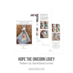 Hope the Unicorn Lovey amigurumi pattern by SarahDeeCrochet