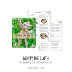 Monty the Sloth amigurumi pattern by SarahDeeCrochet