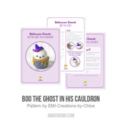 Boo the Ghost in his Cauldron amigurumi pattern by EMI Creations by Chloe