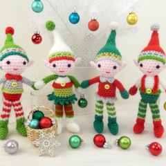 Christmas Elf Quartet amigurumi pattern by Janine Holmes at Moji-Moji Design