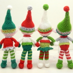 Christmas Elf Quartet amigurumi by Janine Holmes at Moji-Moji Design