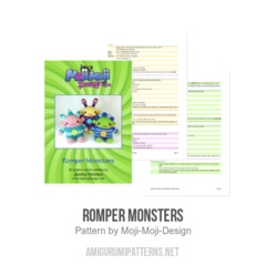 Romper Monsters amigurumi pattern by Janine Holmes at Moji-Moji Design